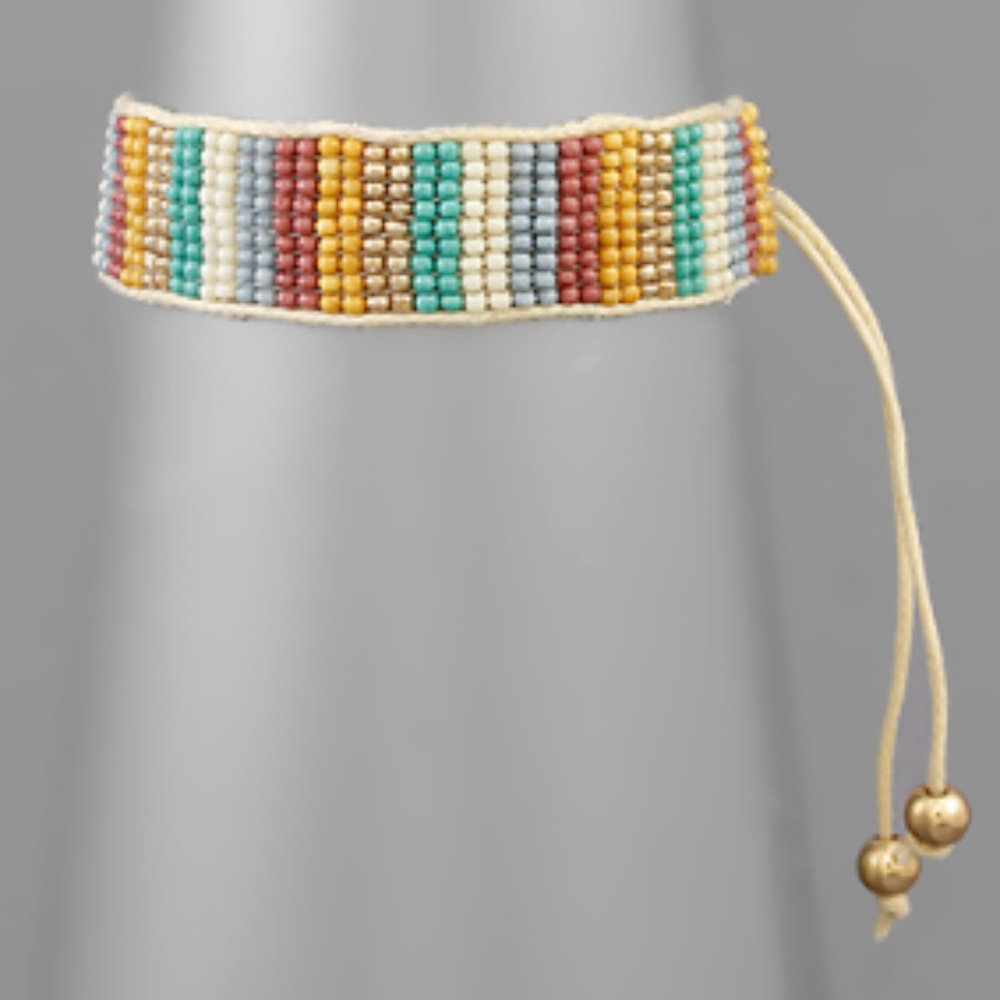 Seed-bead Striped Friendship Bracelet